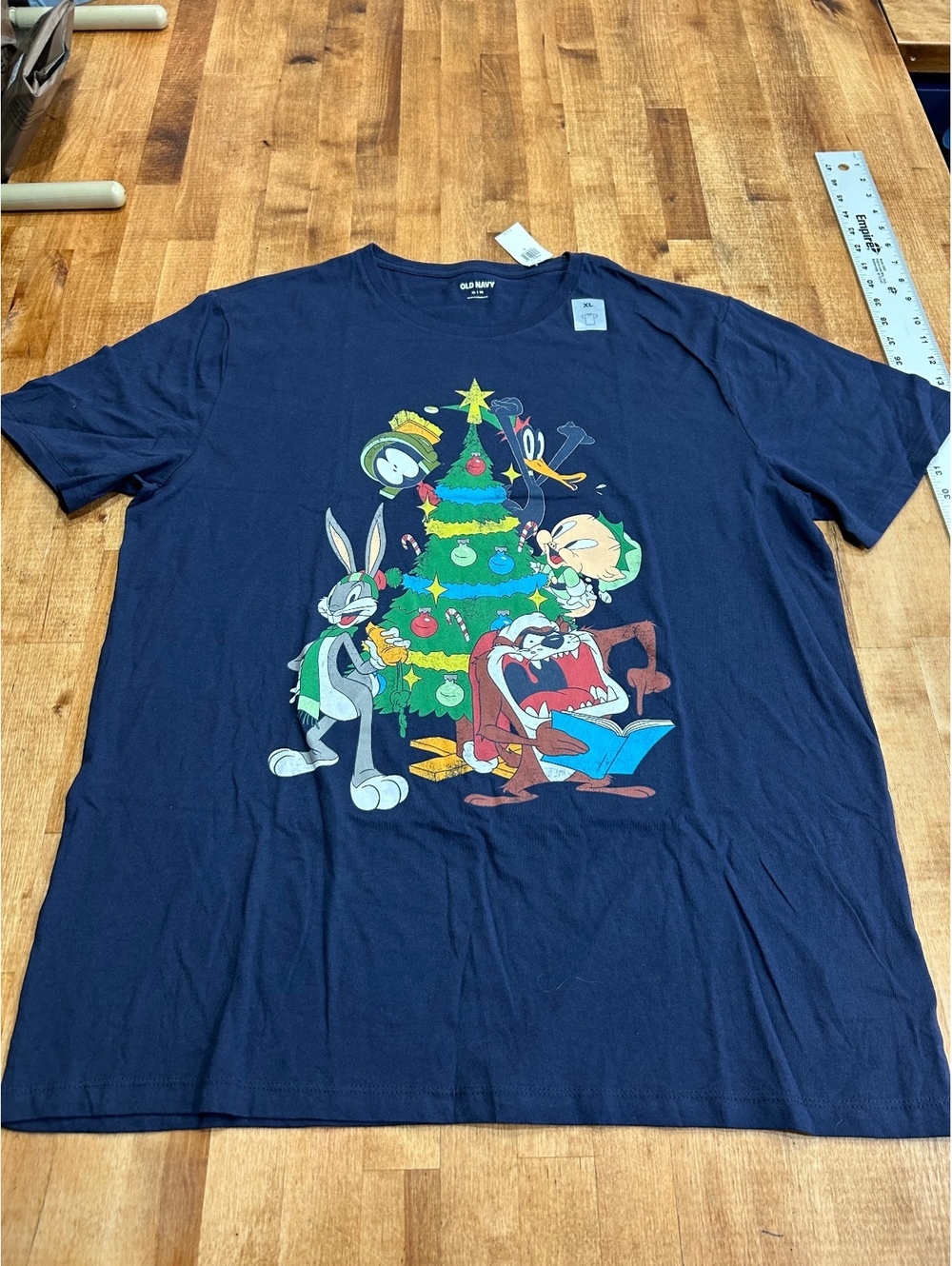 mens Old Navy XL Navy Blue Looney Tunes Christmas Tree T-Shirt
